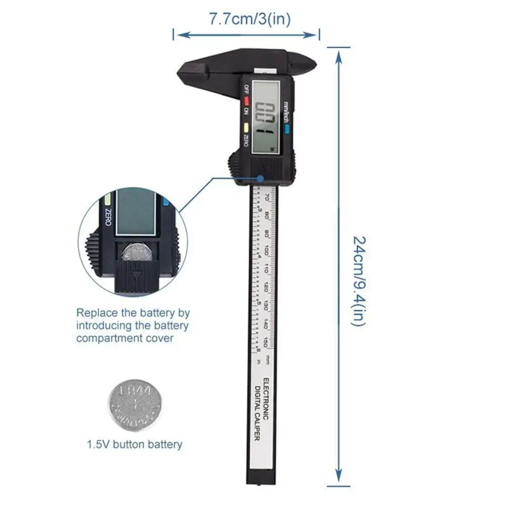 

Electronic Digital Display Vernier Caliper 0-150Mm Plastic Digital Display Caliper Measurement Tool Inner Diameter