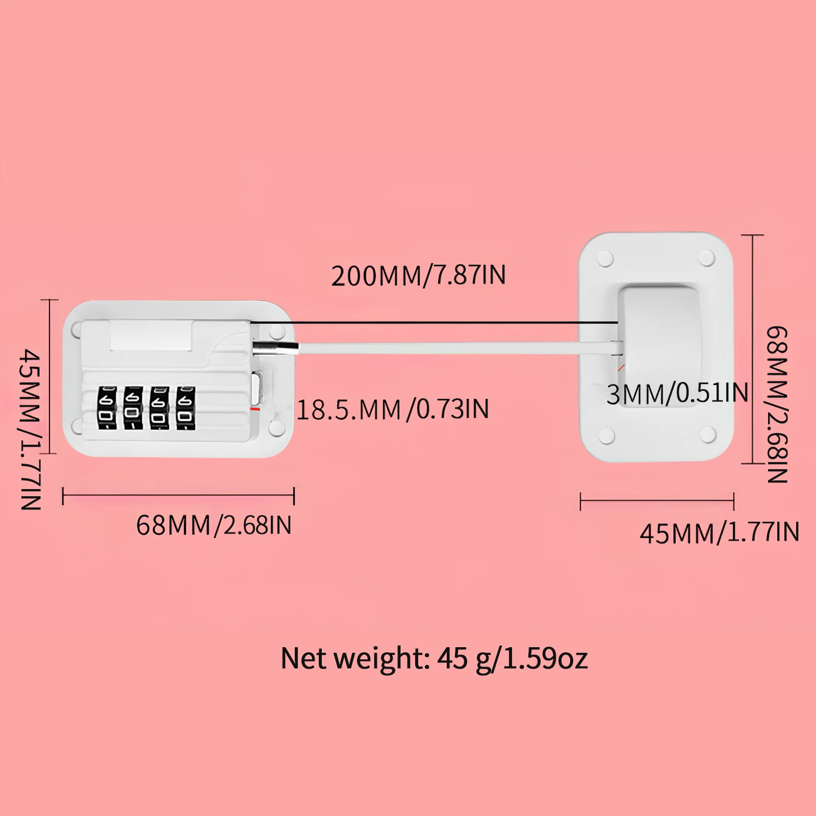 

Baby Safety Code Lock Black Plastic Multifunctional 4-Wheel Code Limited Lock Thickened for Closet Window Drawer Cabinet Door