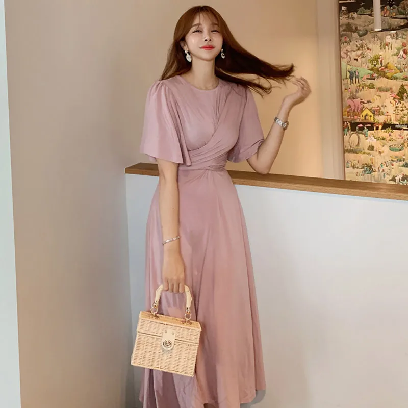 Женское длинное платье-макси CINESSD розовое хлопковое свободное платье до середины