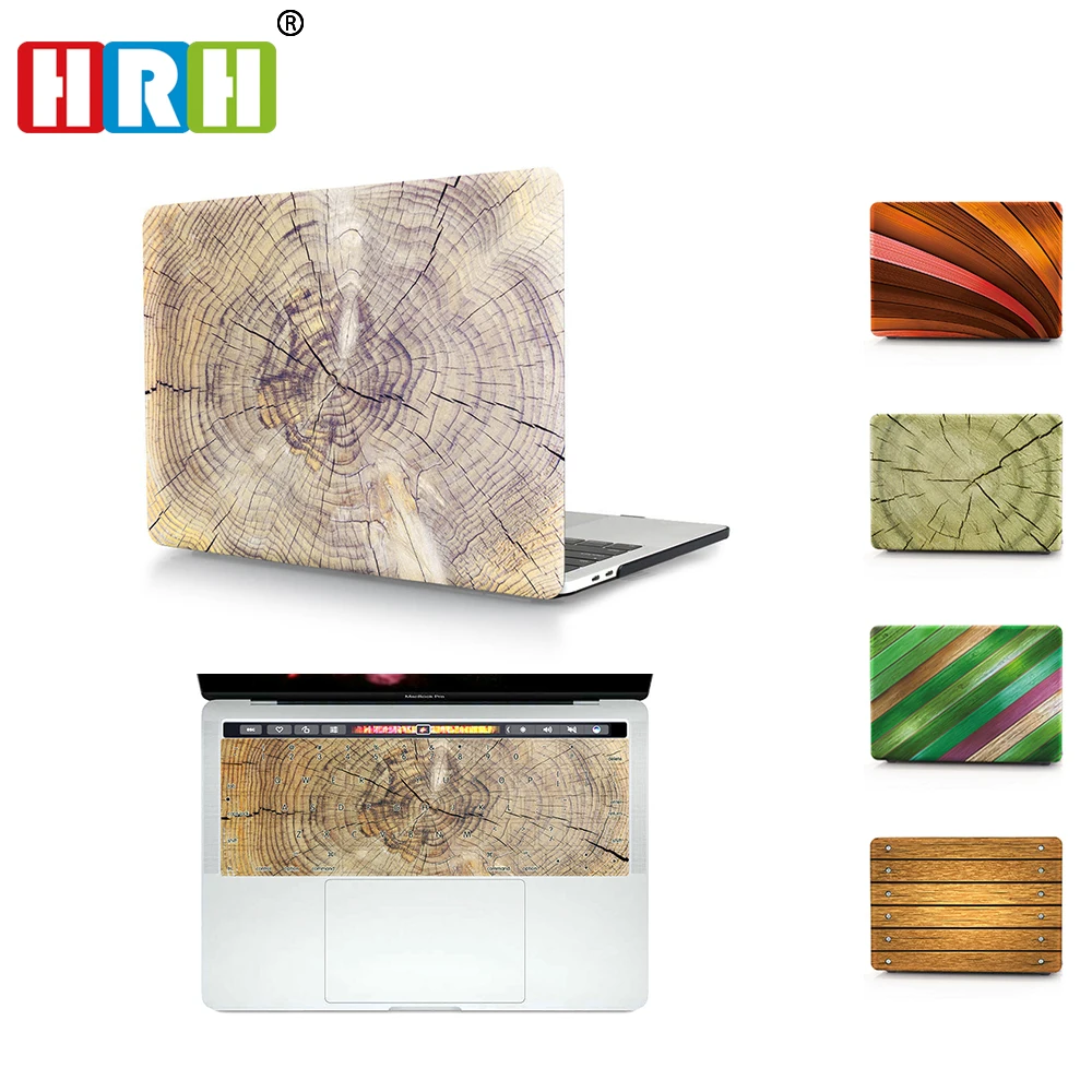 Жесткий чехол для ноутбука HRH 2In1 с текстурой под дерево клавиатурой Mac Air Pro Retina 11 12
