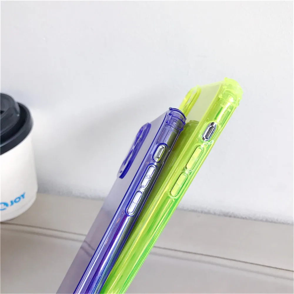 Неоновый флуоресцентный розовый противоударный чехол для телефона iPhone 11 Pro Xs MAX XR