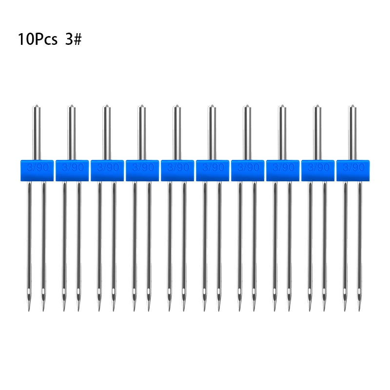 LMDZ 3Size 10Pcs/ Set Durable Double Twin Needles Pins Twin Stretch Machine Needles Mix Size 2.0/90 3.0/90 4.0/90 with Box - Цвет: 10PCS Size 3.0