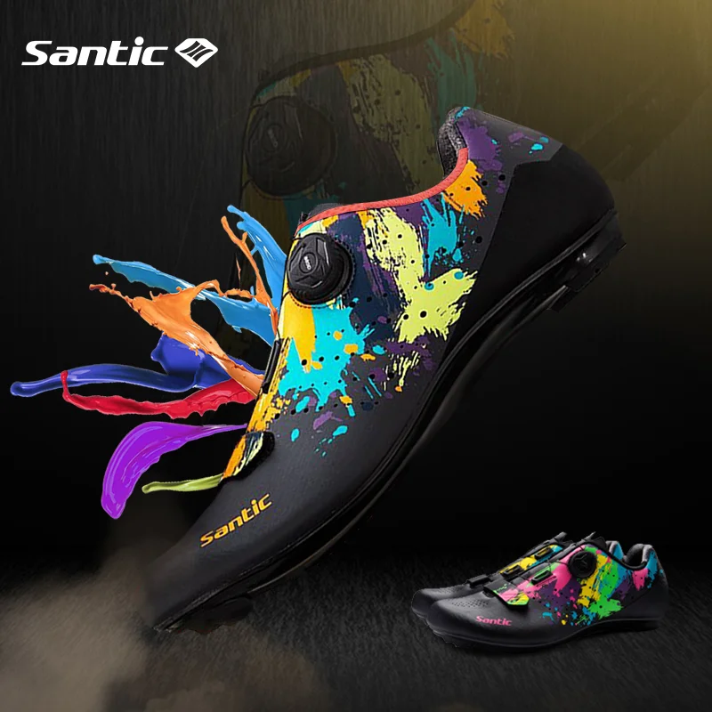 

Santic Men's/Women's Rotating Buckle Breathable Wear-resistant Bicycle Shoes Road Bicycle Shoes Velcro Lightweight Dyeing Style
