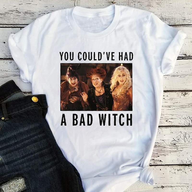 Покус рубашка для Для женщин модные платья ведьмы на Хэллоуин футболка женский