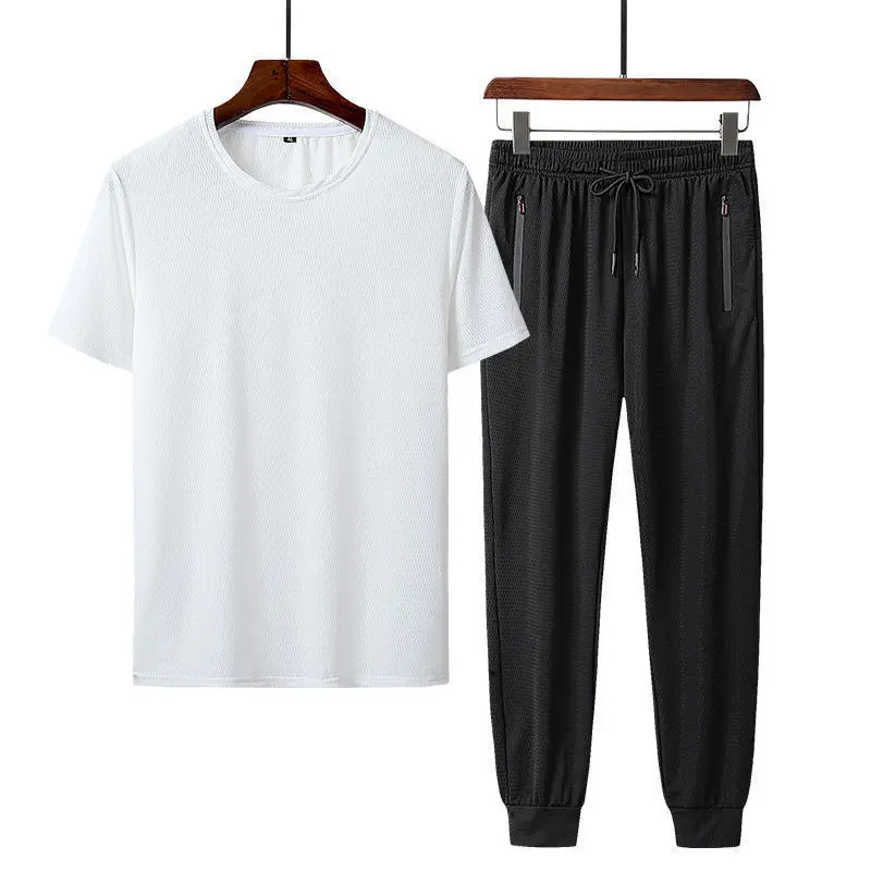 

2021 Popular New Mens T-shirt + Sports Shorts Set Summer High Quality T-shirt Sports Running Set Thin Section Breathable Casual