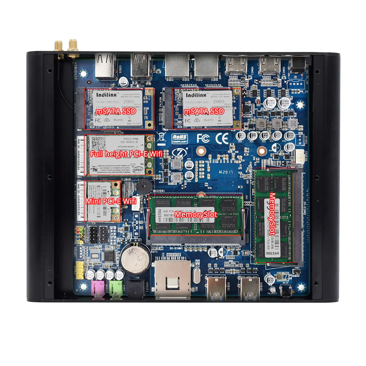 Мини ПК HYSTOU без вентилятора Intel NUC Windows 10 Pro Core i7 5500U|Мини ПК| |