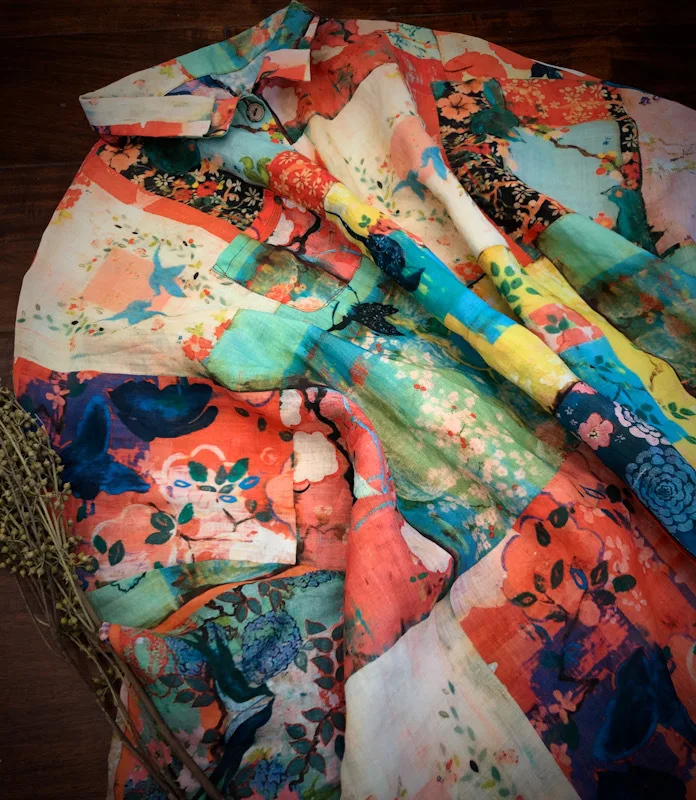 

Print Shirt Female 2021 Autumn Bat Sleeve Blouse Women Loose printed Ramie Long Blouse Tops Ladies Plus Size