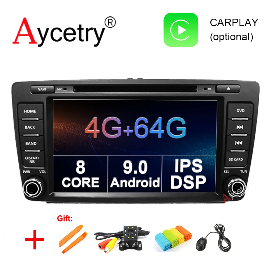 4G+ 64G 8 CORE 2 Din Android 9,0 автомобильный dvd мультимедийный плеер gps Авторадио для SKODA Octavia 2009-2013 автомобильный Радио wifi DVR obd2 DSP