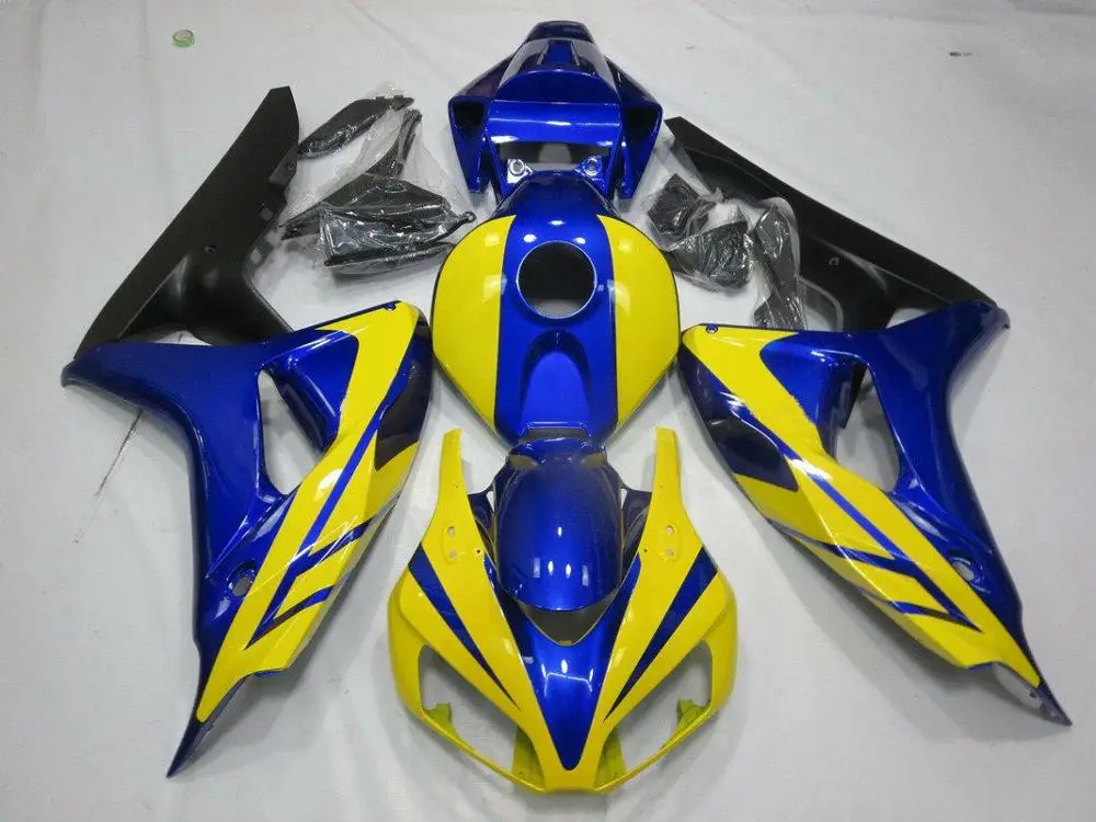 Blue Yellow ZXMT обтекатель с комплектом кузова Подходит для Honda CBR1000RR 2006 2007 06 07 ABS литья под давлением многоцветный синий желтый красный белый черный - Цвет: Blue Yellow