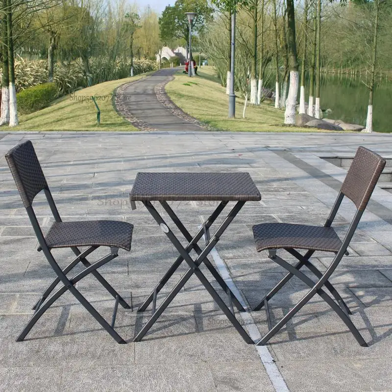 Складные столы и стулья для отдыха на открытом воздухе террасы ротанговый двор
