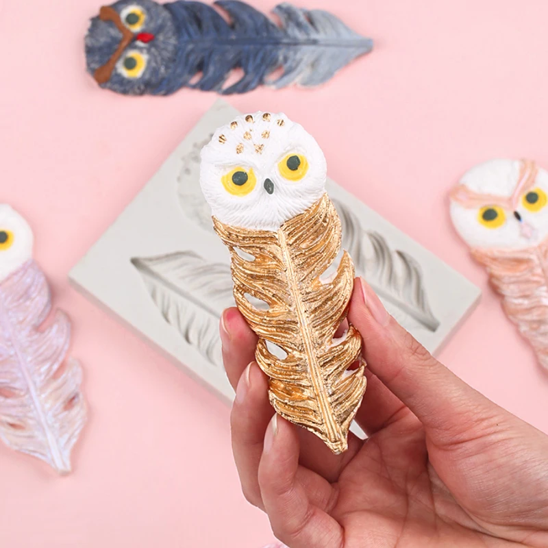 Форма в виде совы и пера силиконовая форма инструмент для украшения торта