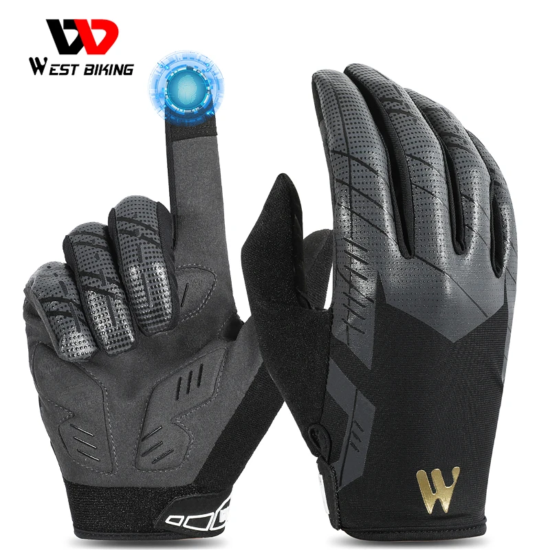 

WEST BIKING 2021 New Cycling Gloves Touch Screen Anti-slip Shockproof Summer Breathable Sport Fitness Running Bicycle Gloves