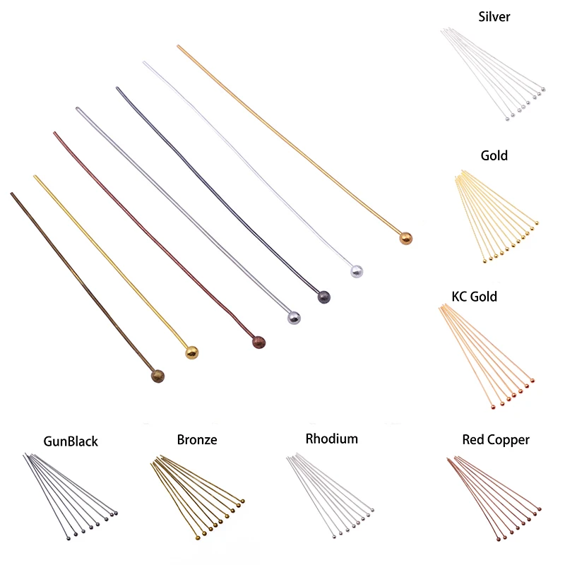 200 шт./лот 16-50 мм 8 Цвета медный шаровой головкой шпильки для бижутерии, материал для рукоделия штырьки аксессуары Dia 0,5 мм оптовые поставки