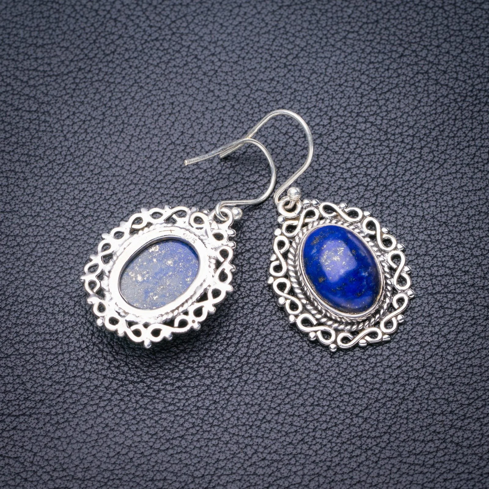 

Серьги из серебра 1,5 пробы ручной работы с драгоценными камнями StarGems Natural Lapiz Lazuli E5301