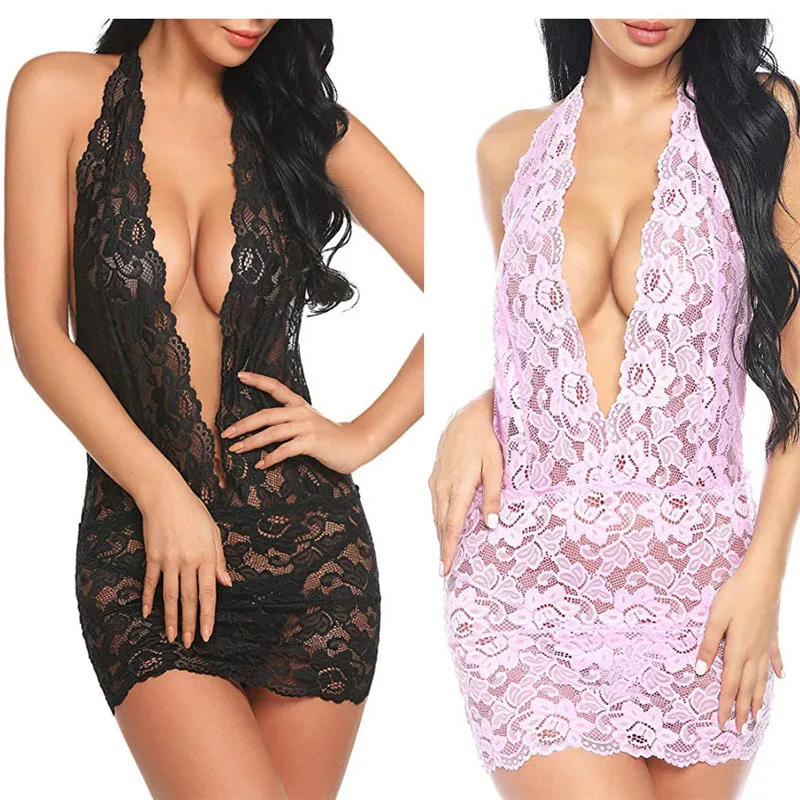

Женская одежда, модная женская одежда для сна, кружевное домашнее платье без рукавов, темная сексуальная ночная рубашка с V-образным вырезом...