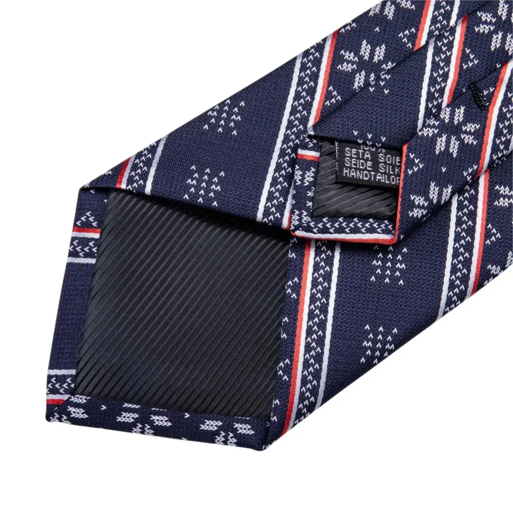 

Fashion Striped Tie For Men Blue White Silk Wedding Tie Hanky Cufflink Gift Tie Set DiBanGu Novelty Design Business Party MJ7336