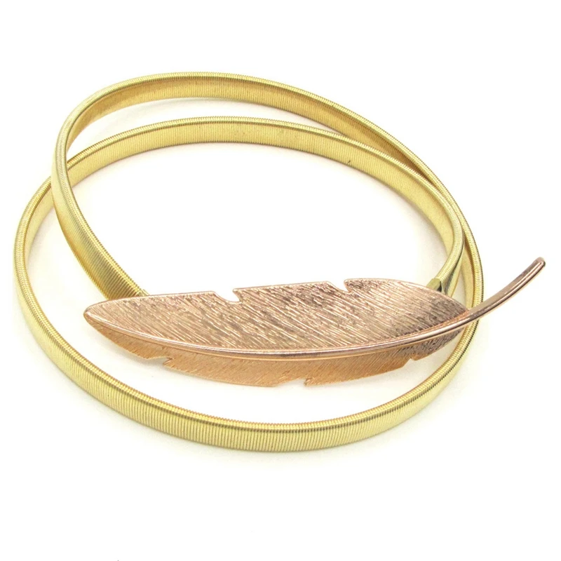 

Women Waist Belt Stretchy Chain Belt Feather Thin Belt Adjustable Skinny Belt Alloy Belt Leisure Dress Jeans Wild Waistband