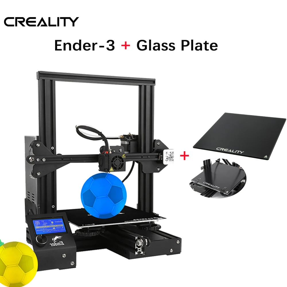 Ender-3 /Ender-3 Pro 3D Printer DIY Kit 3D printer Large Size I3 mini Resume Power Failure Printer ender 3 impresora 3D - Цвет: add Glass Plate