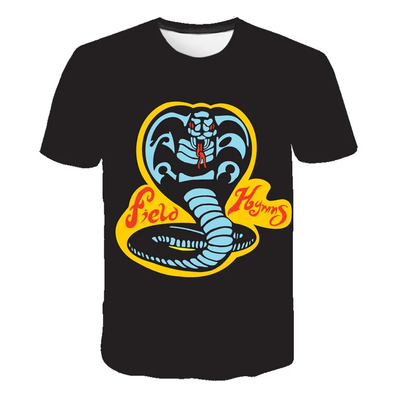 

NEW Summer style Vintage First Strike Hard No Mercy children tshirts Retro Cobra Kai T shirt Good Quality Karate Kids t shirt