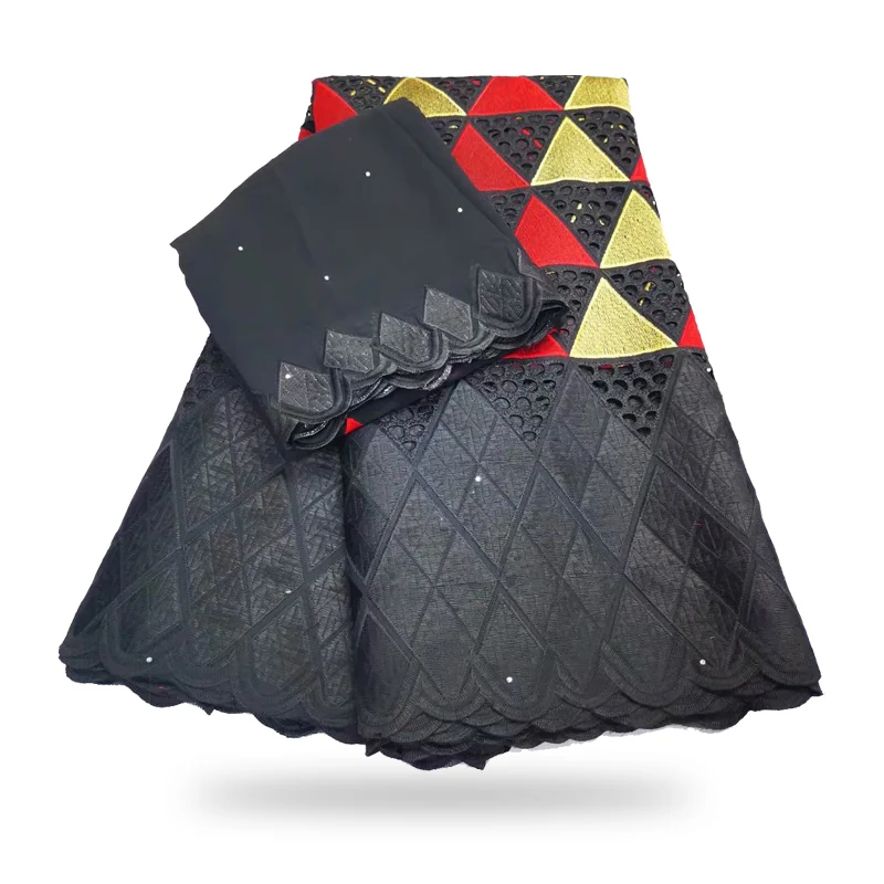 

7 yard Swiss lace fabric 2020 latest heavy beaded embroidery African 100% cotton fabrics Swiss voile lace popular style C200424