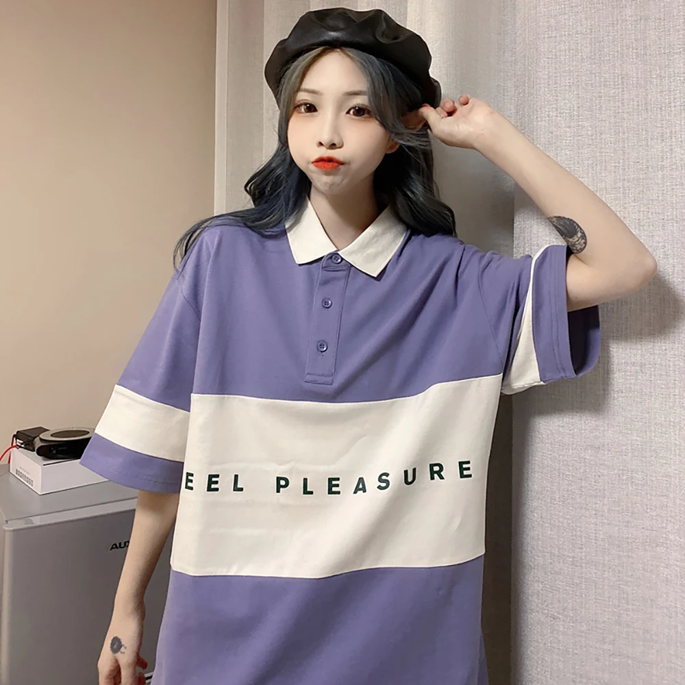 Женская рубашка поло с коротким рукавом в полоску|Футболки-поло| |