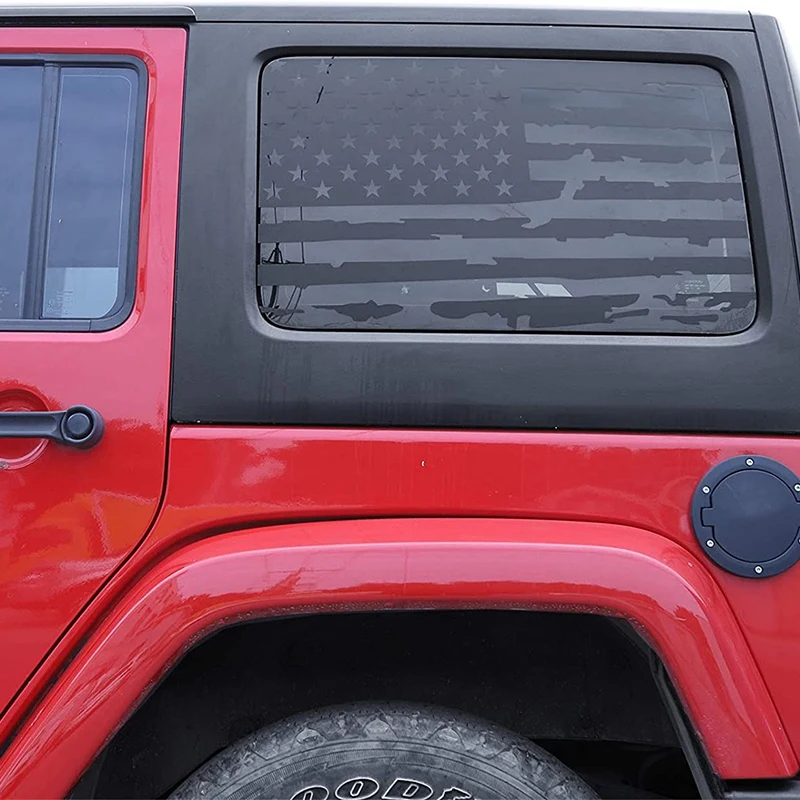 

Hardtop Window USA Distressed Flag Decals American Flag Stickers for Jeep Wrangler 2011-2017 JK 4 Door, 1 Pair