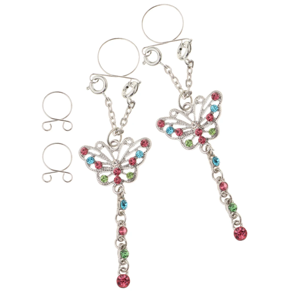 2 Pieces Nipple Rings + Alternative Small Butterfly Dangle Piercing | Jewelry