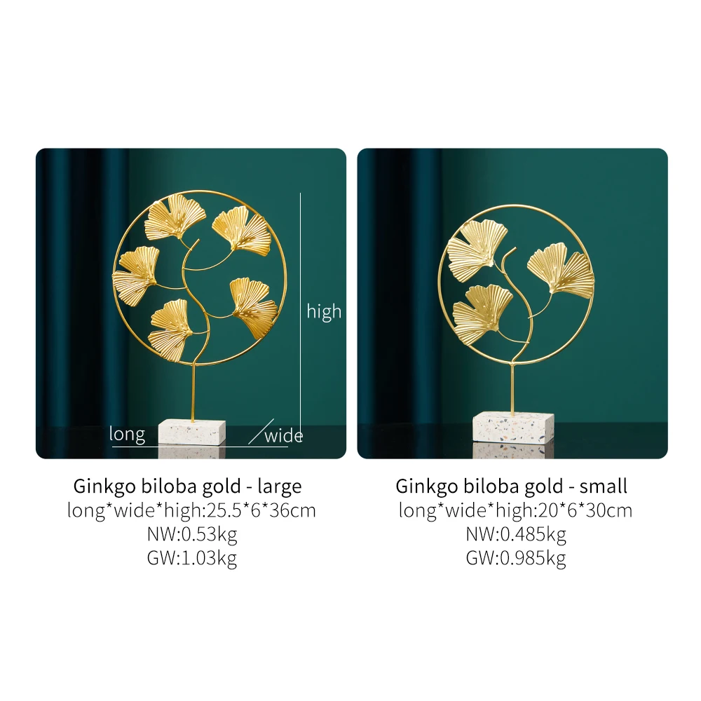 

Gold Leaf Ornaments Modern home decor Creative Metal Crafts Living Room Decor Accessories Leaves Statue Office Desk Decoration