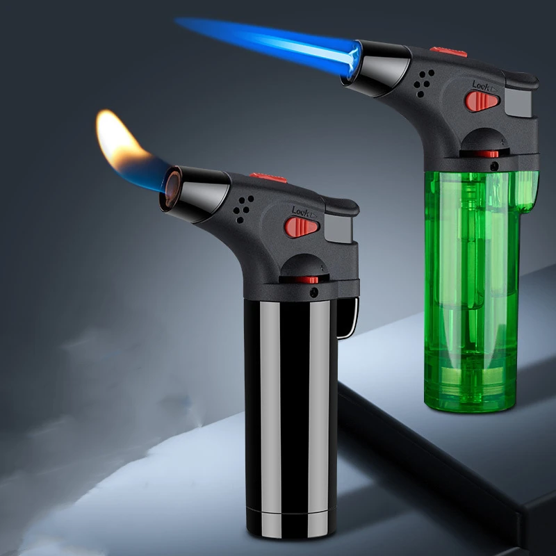 

Transparent Torch Cigarette Lighter Jet Windproof Two Flames Gas Lighter Free Fire Butane Inflated BBQ Kitchen Welding Lighter