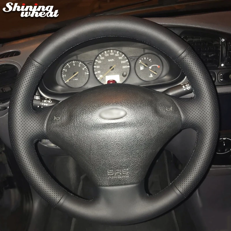

Hand-stitched Black Leather Steering Wheel Cover for Ford Fiesta 4 Mk4 1996-2008 Old Fiesta