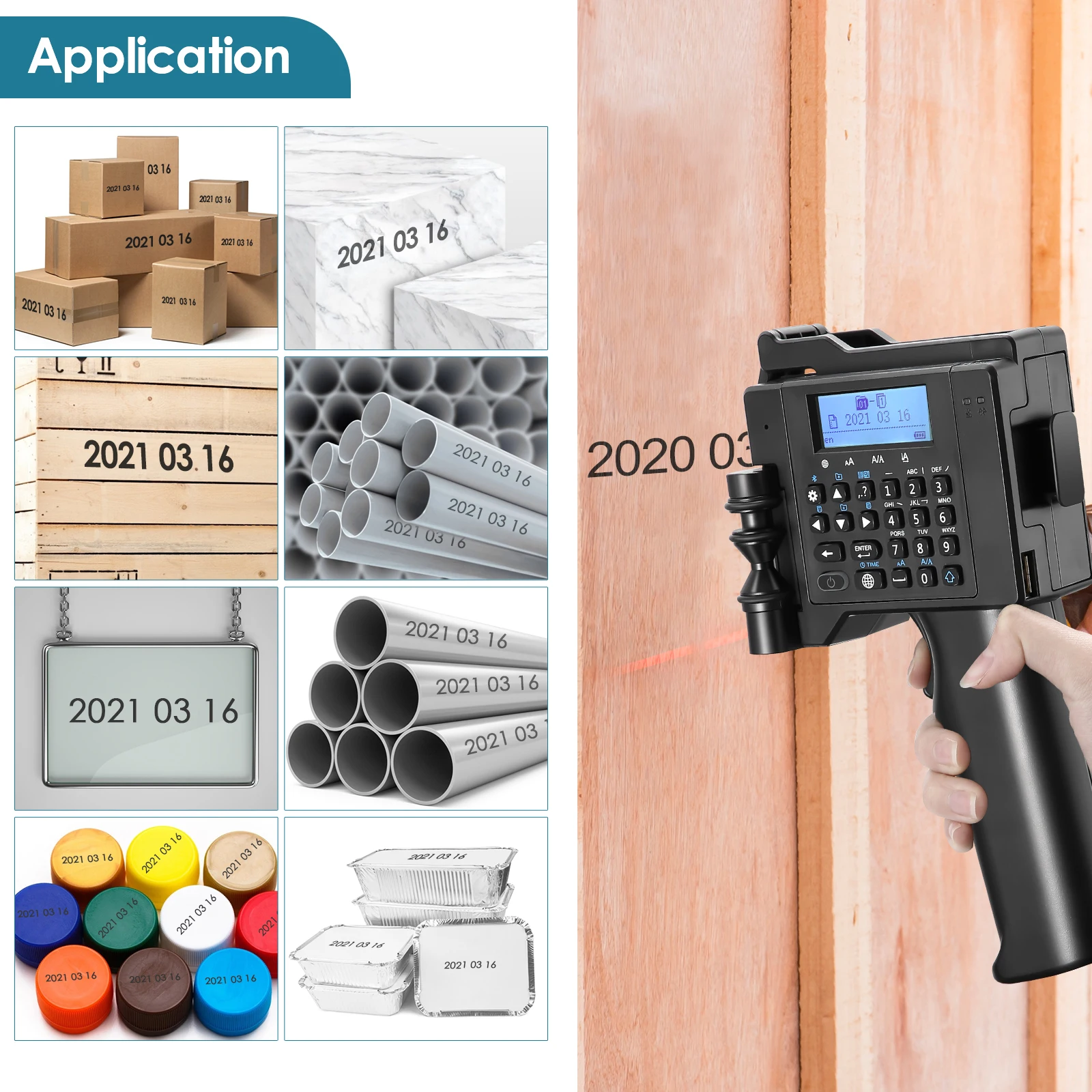 Портативный ручной струйный принтер PT2000 портативный с быстросохнущим