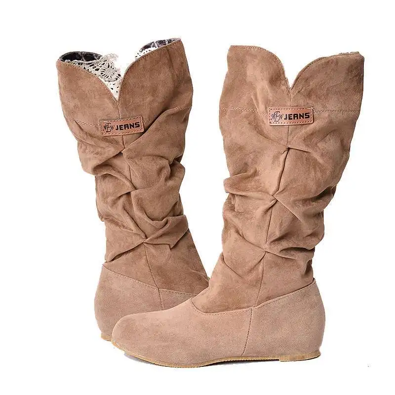 

size 35-43 boots, flat high Oversized shoes, pleated bottomed student boots,