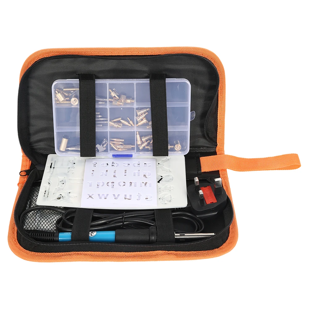 

62Pcs Wood Burning Kit 60W Adjustable Temperature Soldering Iron Welding Wood Embossing Burning Set Carving Pyrography Pen