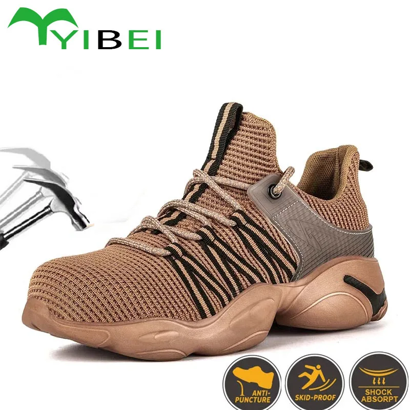 

Summer outdoor sports shoes men and women steel-toed work safety boots puncture-proof comfortable breathable mesh work shoes