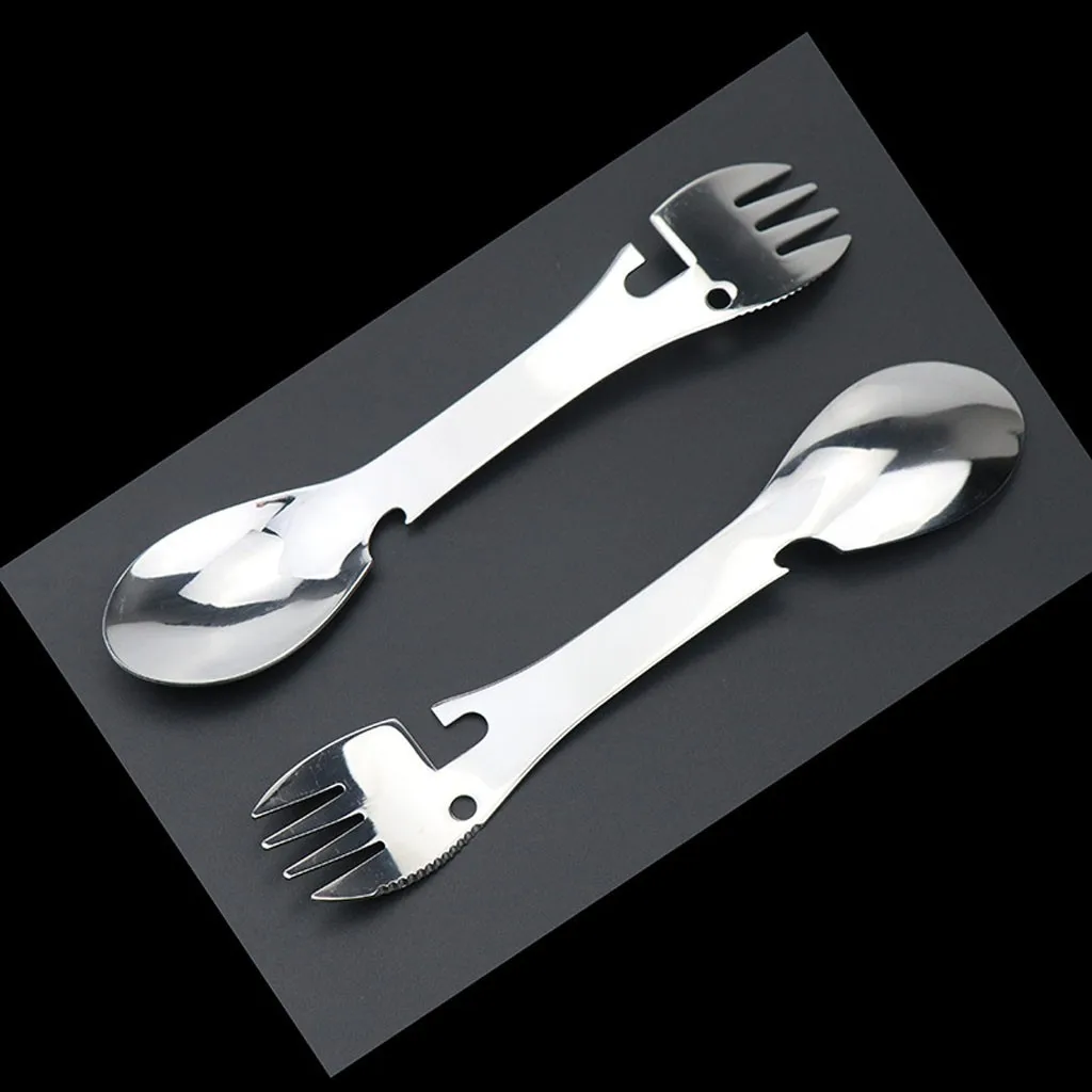 Многофункциональная походная серебряная ложка для пикника посуда вилка из