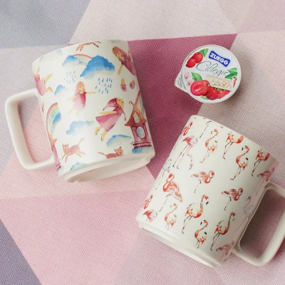 Керамическая кружка в скандинавском стиле с фламинго чашка для завтрака молока