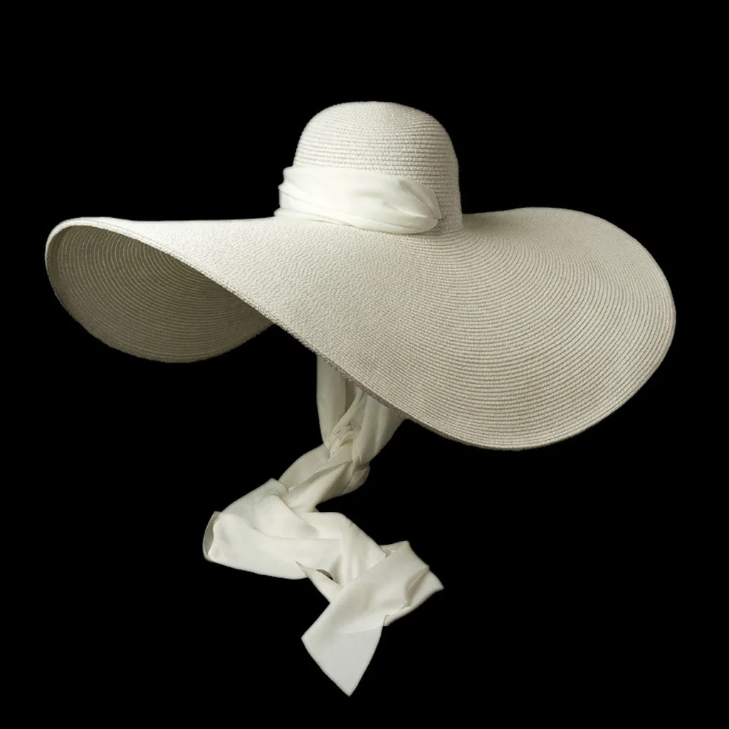 

Women Ladies Vintage Wide Boater Straw Hat Elegant Flat Floppy Beach Hat summer beach hats sombreros