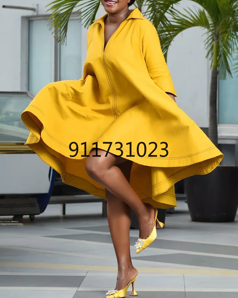 Autumn New Arrival Fashion Style African Women Solid Color Plus Size Dress Dresses for Clothing | Тематическая одежда и