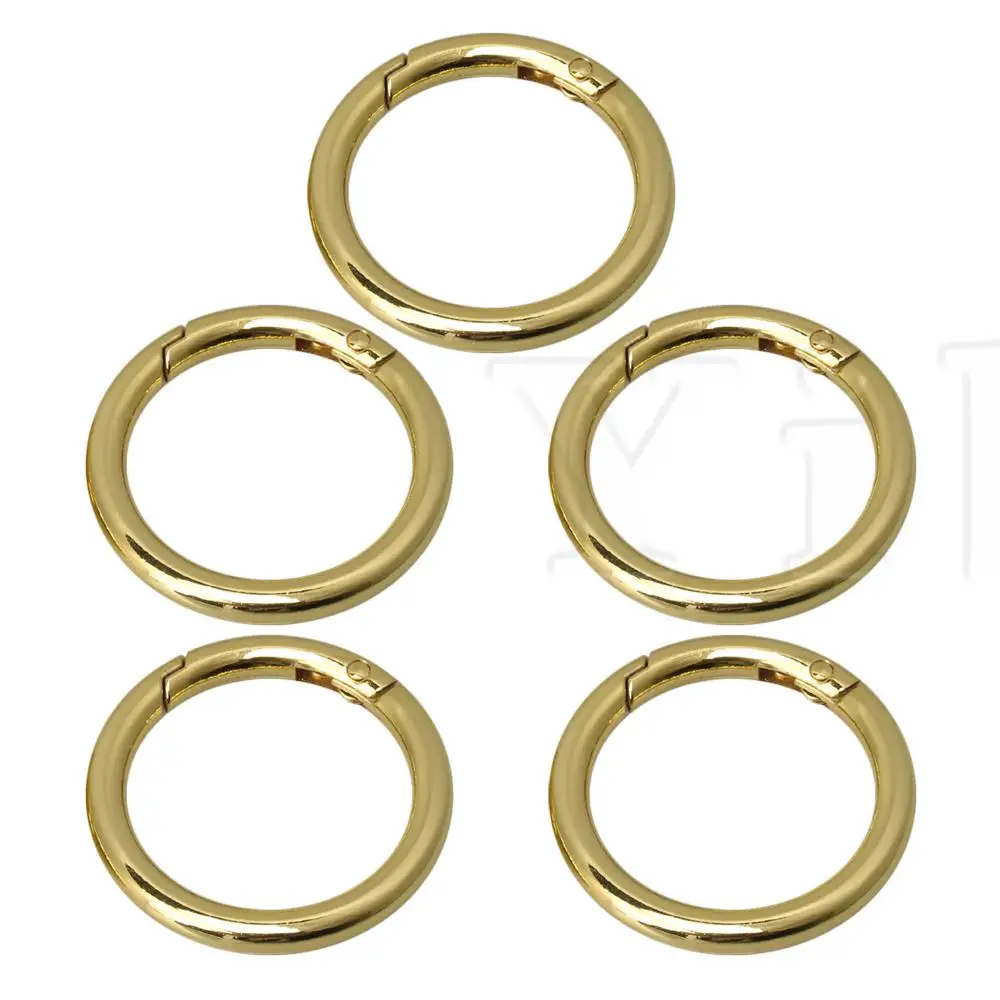 

Gold 37mm ID Circle Carabiner Spring Snap Clip Keychain Hiking Set of 5