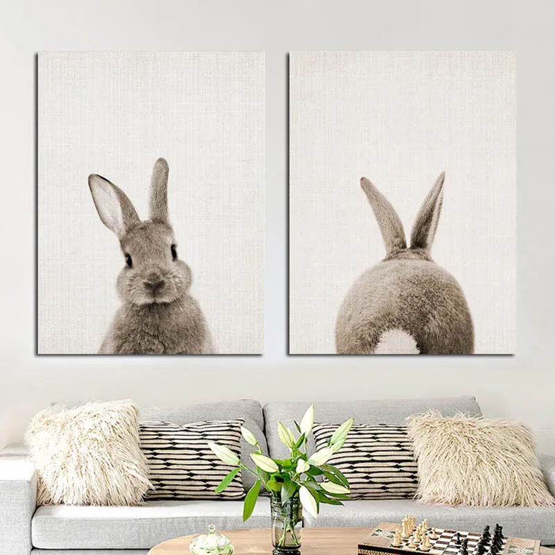 Картина на холсте с изображением милого кролика современный постер хвоста