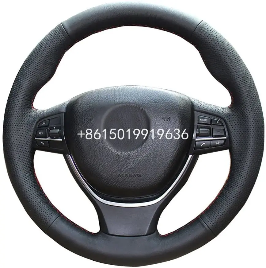 

Black Genuine Leather Stitch Steering Wheel Cover for 2011-16 BMW 5 Series 525i 550i 528i 535i 5GT 640i 650i 730d 750Li 740Li