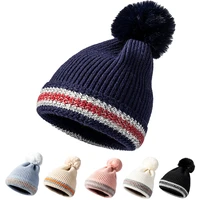 new fashion hairball beanie hat for women winter hat soft knitted skullies hat warm thick bonnet cap female hats for girl hat
