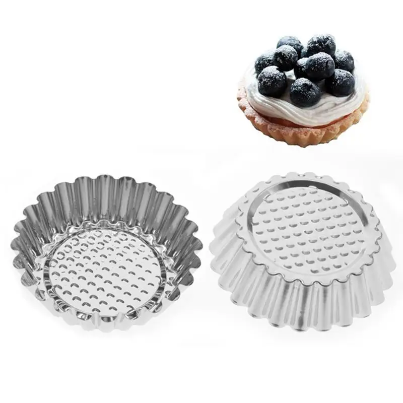 

Kapmore 8Pcs/Set Stainless Steel Egg Tart Molds Professional Reusable Cake Mold Stainless Steel Baking Mold DIY Baking Tools