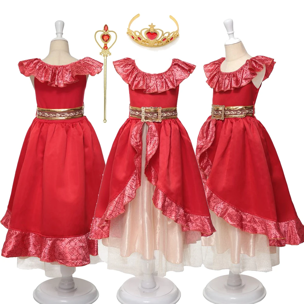 Girl Christmas Dress Princess Kids Elena Dress up Cosplay Costume Girl Classic Princess Elena Dress for Party Fantasy Girl Dress