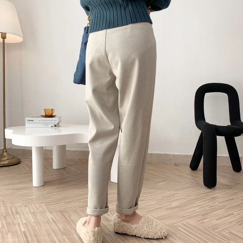 

Костюм ZOGAA женский с широкими штанинами, простые брюки с завышенной талией, повседневные свободные штаны черного/хаки цвета хаки с драпиров...