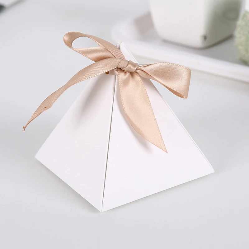 10pcs White Kraft Marble Triangular Candy Box Gifts Boxes Chocolate Packaging Birthday daParty Favors Navidad Wedding Decor - купить по