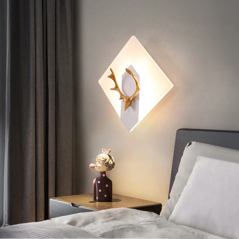

Modern LED Wall Lamp Foyer Corridor Bedroom Beside Lamp Iron+Acrylic Wall Lamps New Sconce Hotel Room Decoration Wall Light