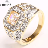 gold luxury jewelry man rings proposal wedding party couple inlaid sparkling crystals classic women men love jewelry