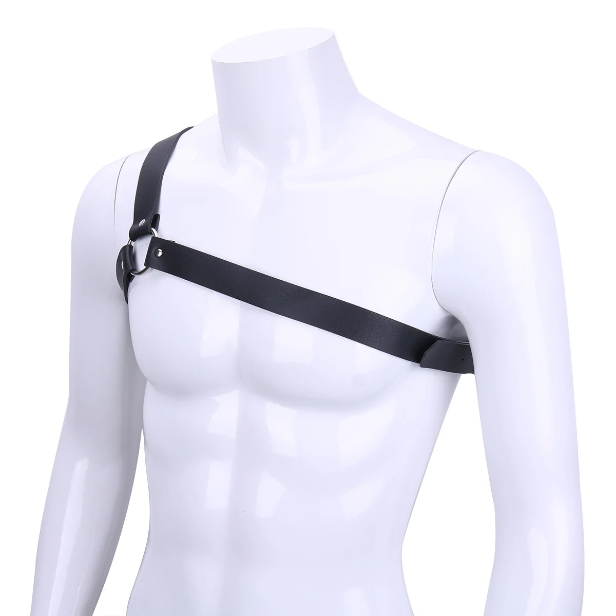 Mens Lingerie Harness PU Leather One Shoulder Adjustable Chest Hot Sexy Costume Belt Male | Тематическая одежда и униформа