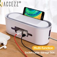 accezz cable organizer box desk power board wire dust proof cover charger socket with holder management winder storage for home